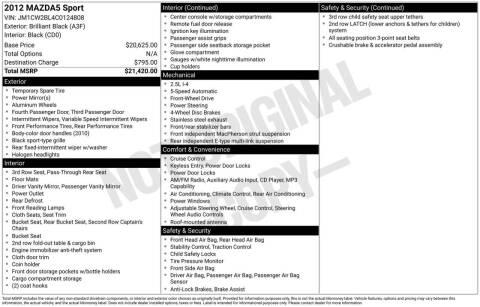 2012 Mazda MAZDA5 Sport