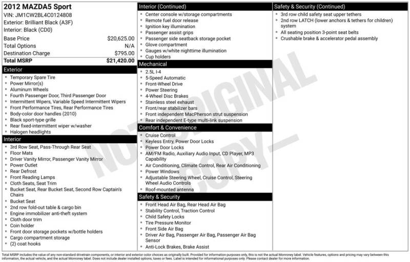 2012 Mazda MAZDA5 Sport