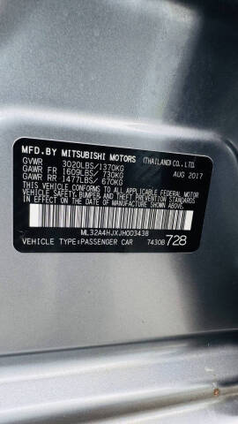 2018 Mitsubishi Mirage SE