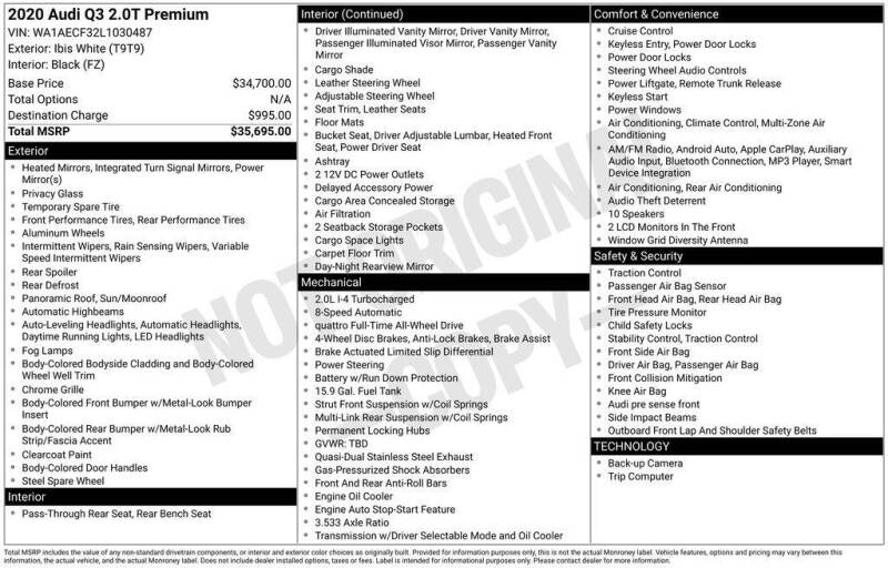 2020 Audi Q3 quattro Premium 45 TFSI