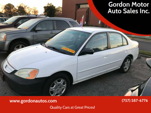 2002 Honda Civic for sale at Gordon Motor Auto Sales Inc. in Norfolk VA