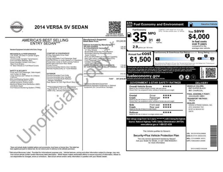 2014 Nissan Versa 1.6 SV