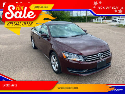 2013 Volkswagen Passat for sale at Beck's Auto in Chesterfield VA