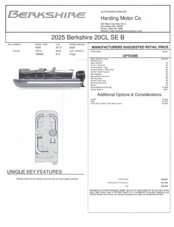 2025 Berkshire 20CL for sale at Harding Motor Company in Kennewick WA