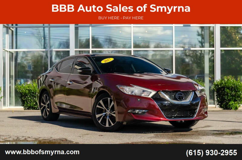 2017 Nissan Maxima for sale at BBB Auto Sales of Smyrna in Smyrna TN