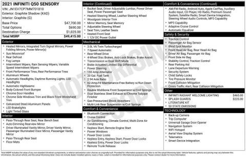 2021 Infiniti Q50 Sensory