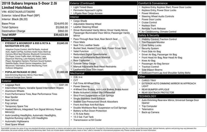 2018 Subaru Impreza Limited
