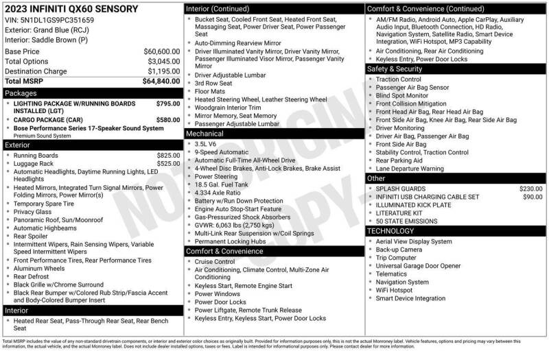 2023 Infiniti QX60 Sensory