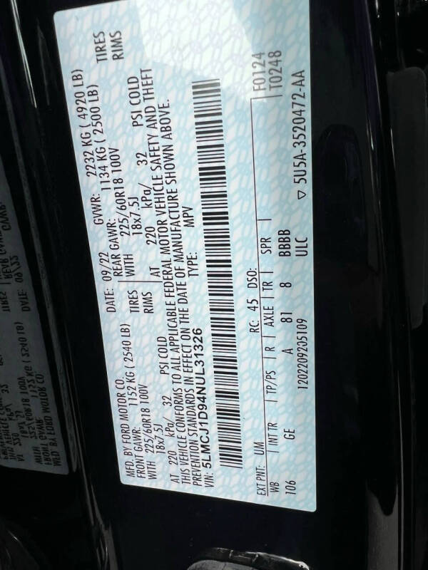 2022 Lincoln Corsair Standard