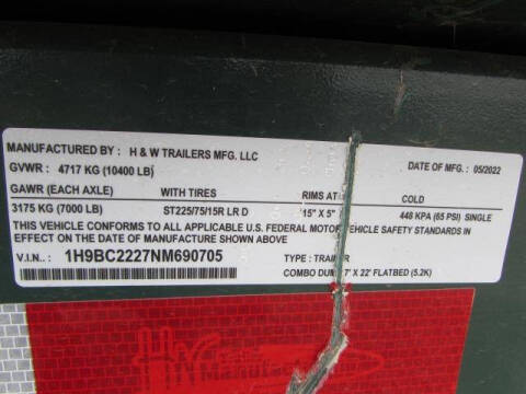 2022 H & W TRAI 22 FT COMB