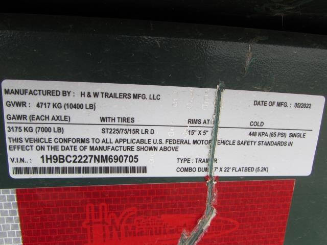 2022 H & W TRAI 22 FT COMB