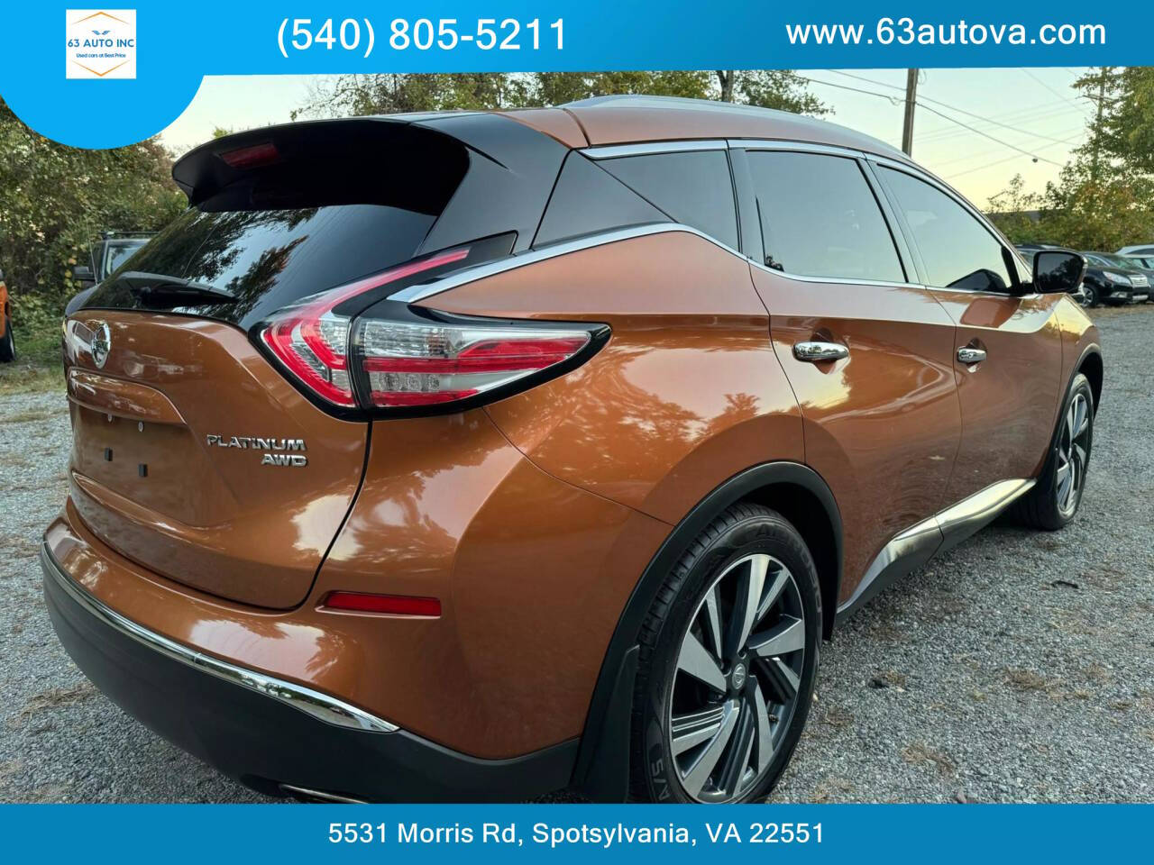 2015 Nissan Murano for sale at 63 Auto Inc in Spotsylvania, VA