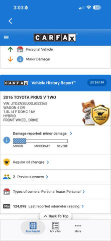 2016 Toyota Prius v Two