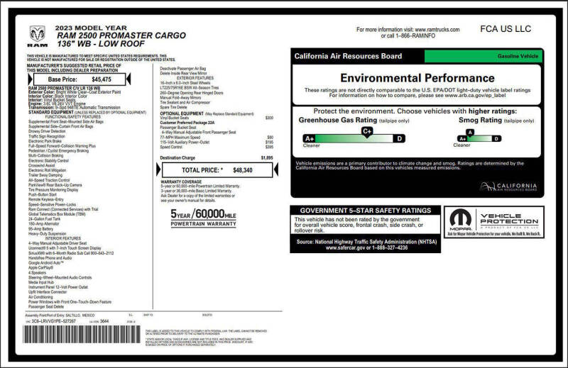 2023 RAM ProMaster 2500 136 WB