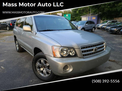 2002 Toyota Highlander for sale at Mass Motor Auto LLC in Millbury MA