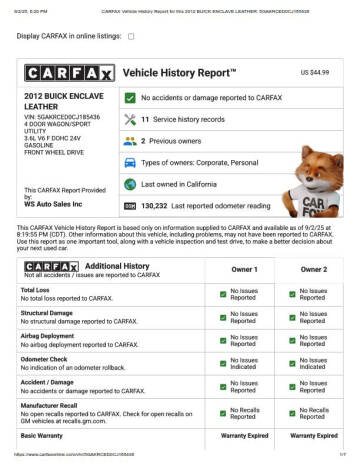 2012 Buick Enclave Leather