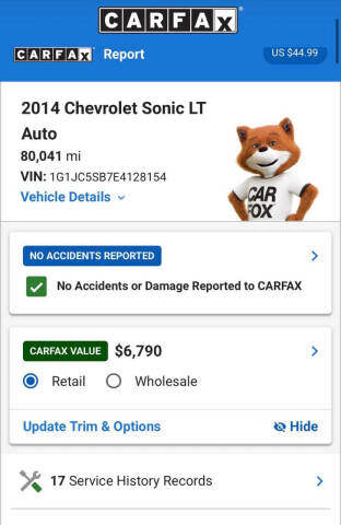 2014 Chevrolet Sonic LT Auto