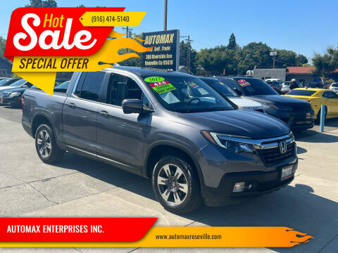 2017 Honda Ridgeline for sale at AUTOMAX ENTERPRISES INC. in Roseville CA