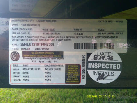 2026 Liberty Trailers Single Axle Utility LU3K78X12