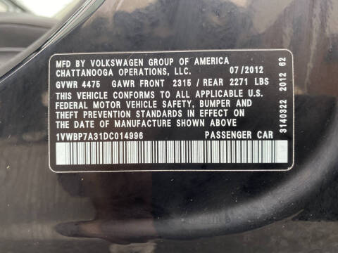 2013 Volkswagen Passat SE PZEV