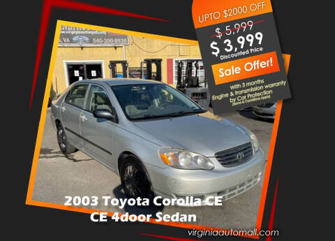 2003 Toyota Corolla for sale at Virginia Auto Mall in Woodford VA