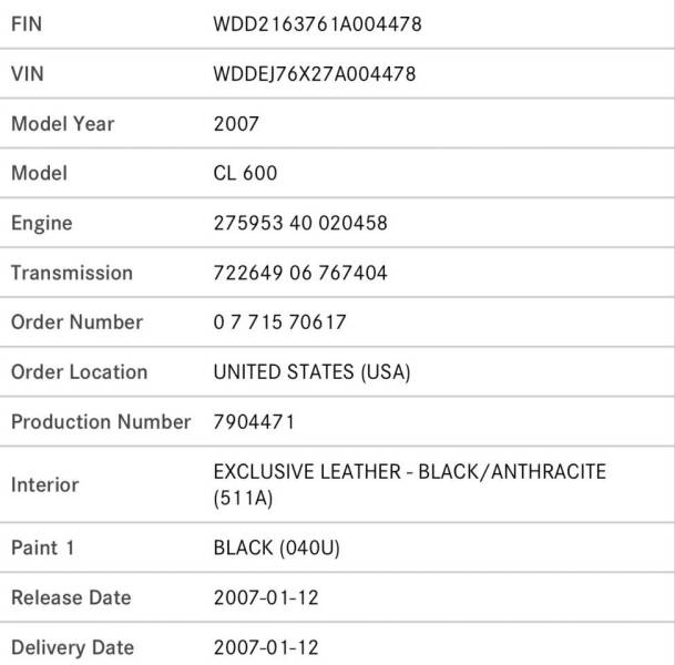2007 Mercedes-Benz CL-Class CL 600
