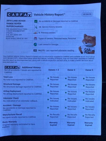 2016 Land Rover Range Rover Supercharged