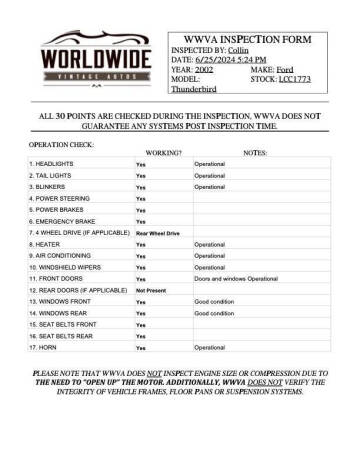 2002 Ford Thunderbird Deluxe