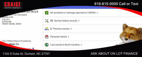 2007 Volkswagen Jetta for sale at CRAIGE MOTOR CO in Durham NC