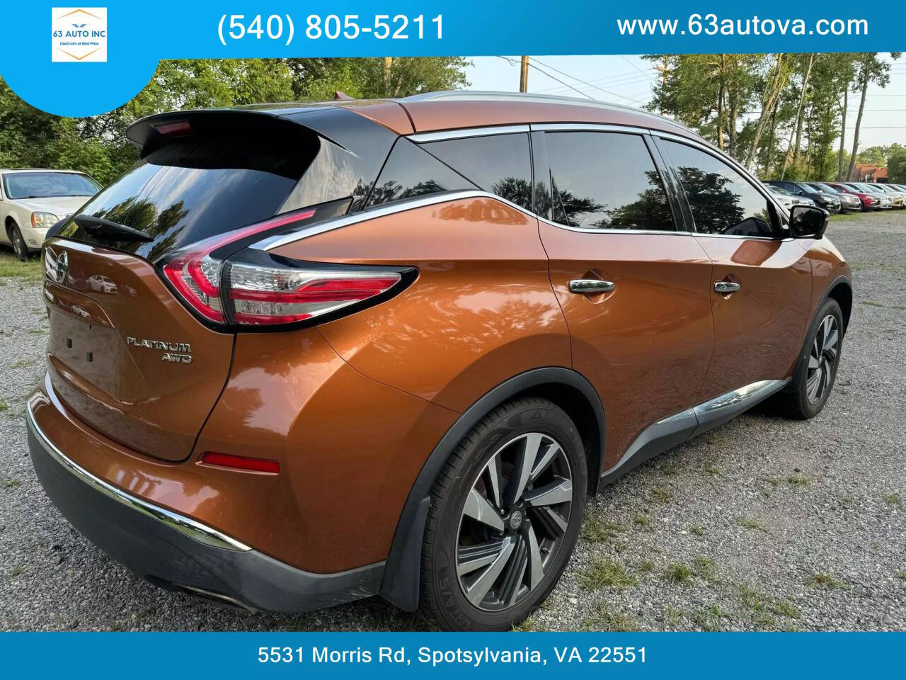 2015 Nissan Murano for sale at 63 Auto Inc in Spotsylvania, VA