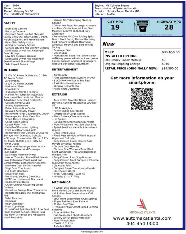 2016 Honda Odyssey SE