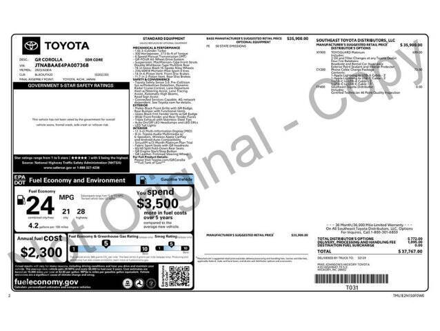 2023 Toyota GR Corolla Core