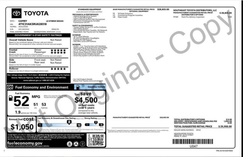 2024 Toyota Camry Hybrid LE