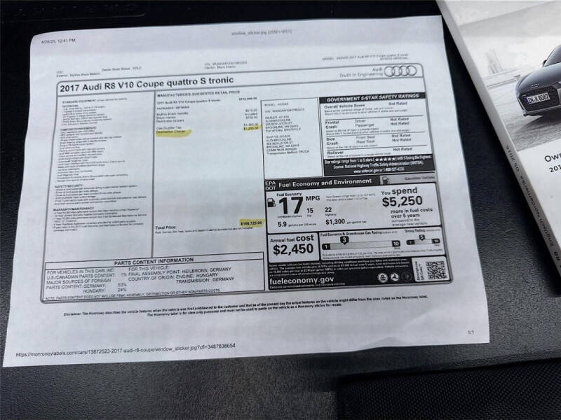 2017 Audi R8 5.2 quattro V10