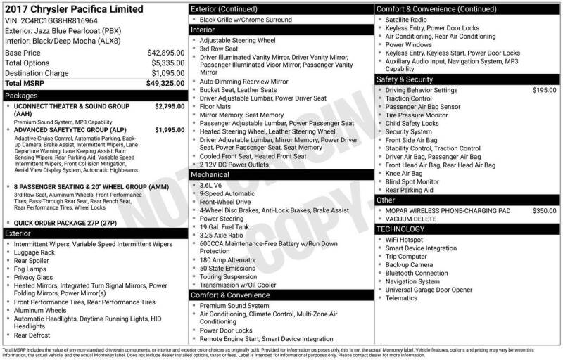 2017 Chrysler Pacifica Limited