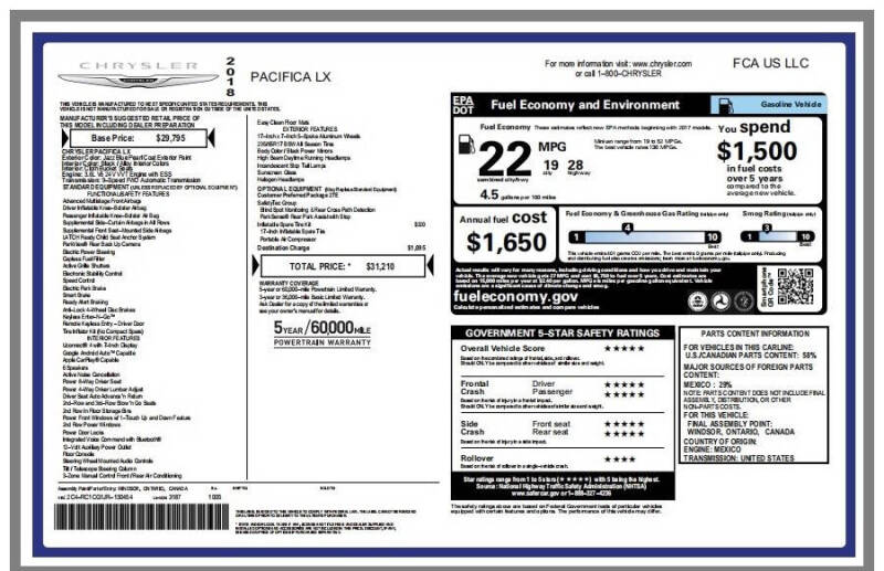 2018 Chrysler Pacifica LX