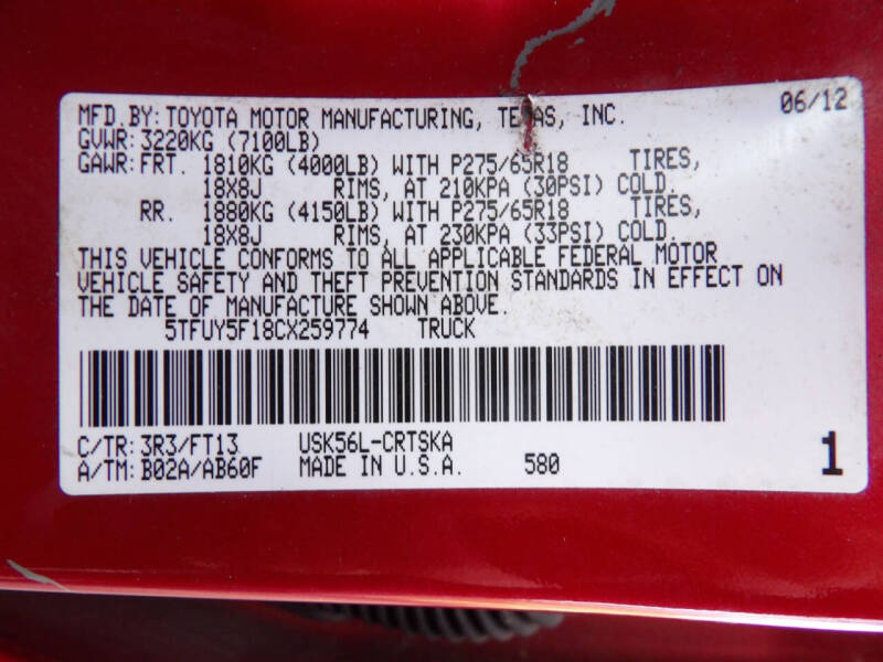 2012 Toyota Tundra Grade