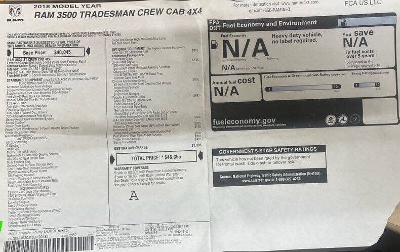 2018 RAM 3500 Tradesman