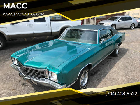 1972 Chevrolet Monte Carlo for sale at MACC in Gastonia NC