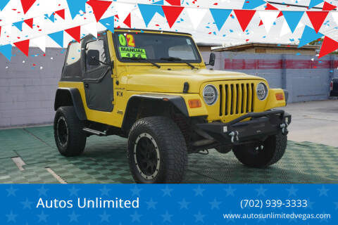 2002 Jeep Wrangler for sale at Autos Unlimited in Las Vegas NV