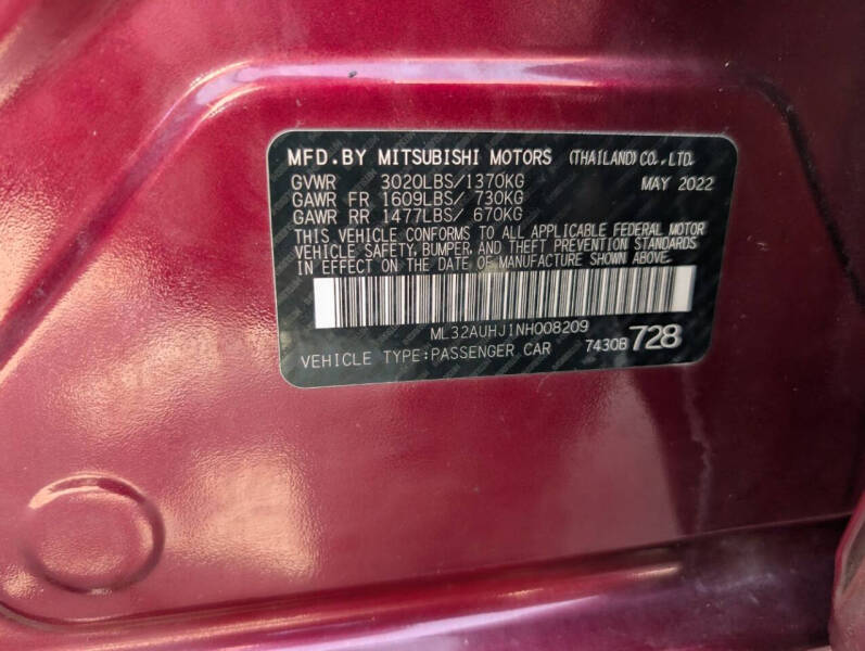 2022 Mitsubishi Mirage ES