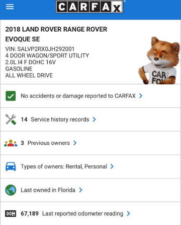2018 Land Rover Range Rover Evoque SE