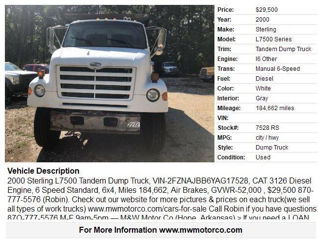 2000 Sterling LT7500 Series