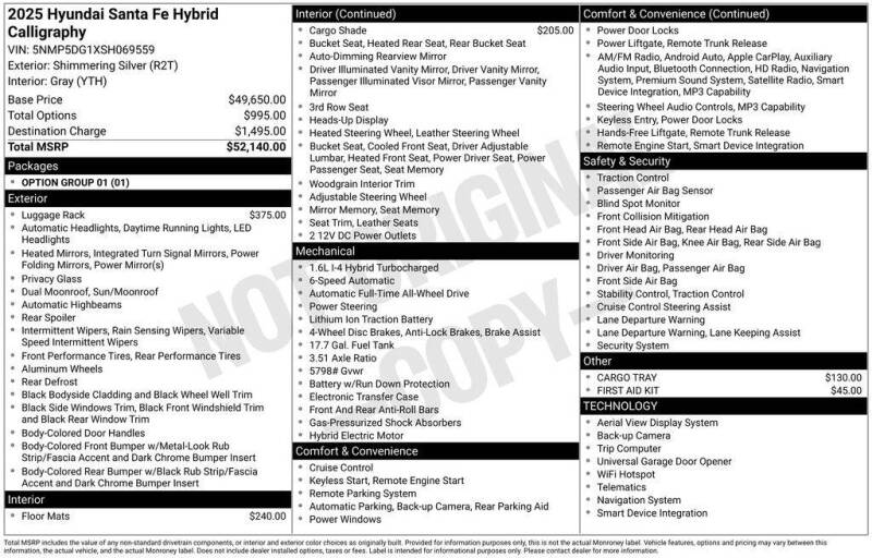 2025 Hyundai Santa Fe Hybrid Calligraphy