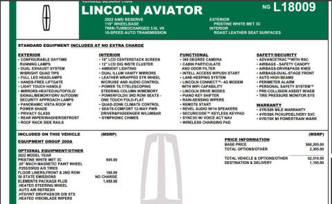 2022 Lincoln Aviator Reserve