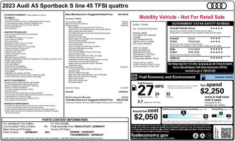 2023 Audi A5 Sportback quattro S line Prestige 45 TFSI