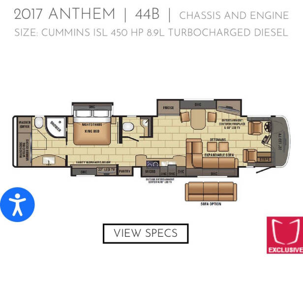 2017 Entegra Anthem 44b 1.5 Bath, 450hp Dies