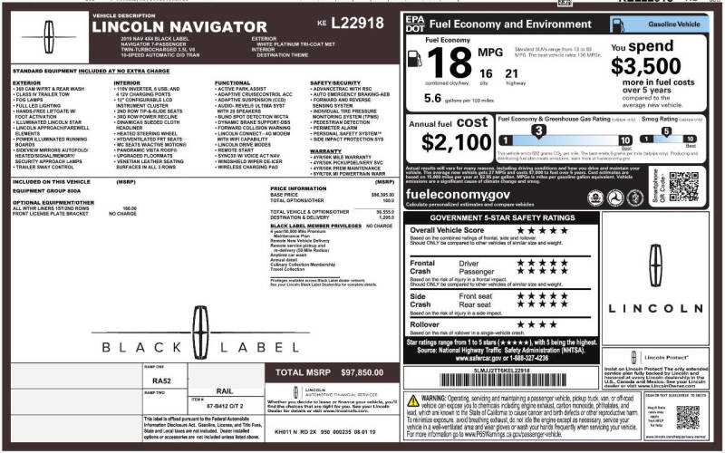 2019 Lincoln Navigator Black Label