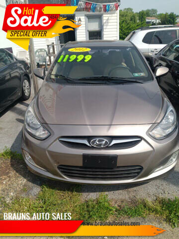 2012 Hyundai Accent for sale at BRAUNS AUTO SALES in Pottstown PA