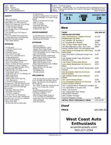 2018 Porsche 718 Cayman